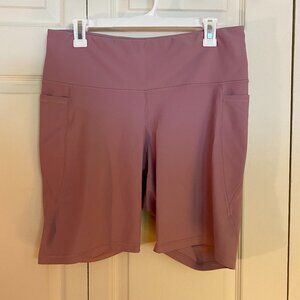 Pink high-waisted Old Navy PowerSoft bike shorts, 8" inseam (XL)